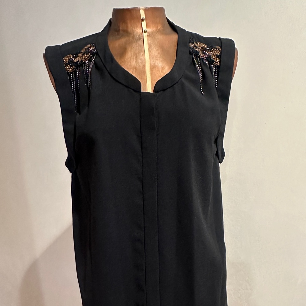 Leifsdottir Black Embellished Tank Top Size 6